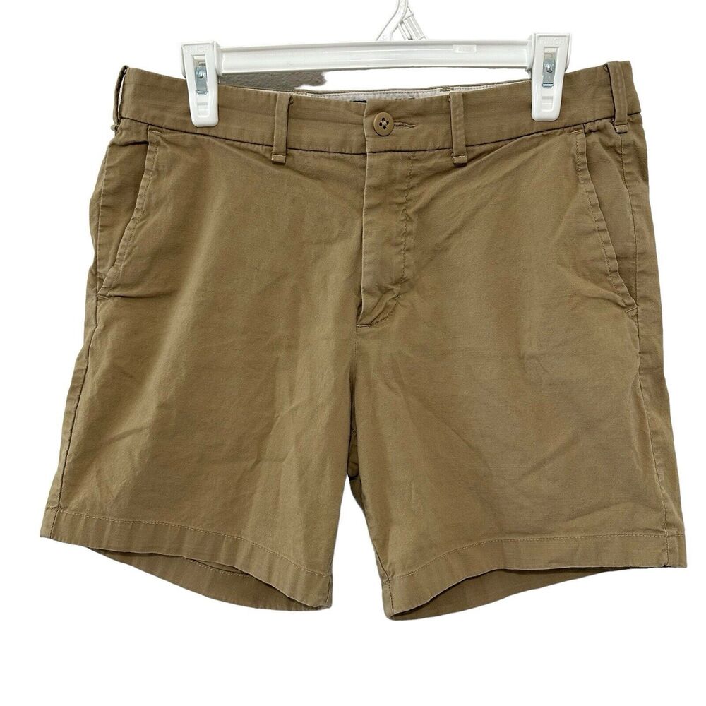 Abercrombie & Fitch AF Shorts Men's 32 Stretch Chino Khaki Tan Zip Fly 6" Inseam